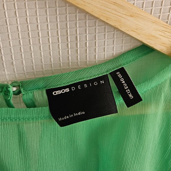 ASOS DESIGN cape overlay ruffle bias maxi dress in bright green - Picture 3 of 11